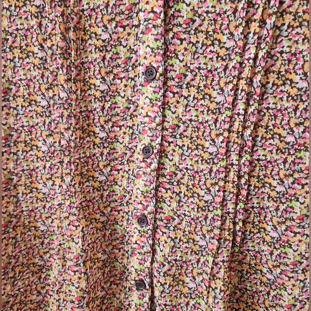 Mossimo Floral Sheer Blouse Button Down~size XS - Picture 3 of 5